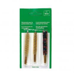 Set de trois brosses pour armes à canon rayé.Cal.8 mm
