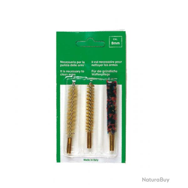 Set de trois brosses pour armes  canon ray.Cal.8 mm