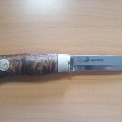 Couteau nordique KARESUANDO Kebne - Lame 100mm - Manche bouleau/bois de renne - Fourreau bois/cuir