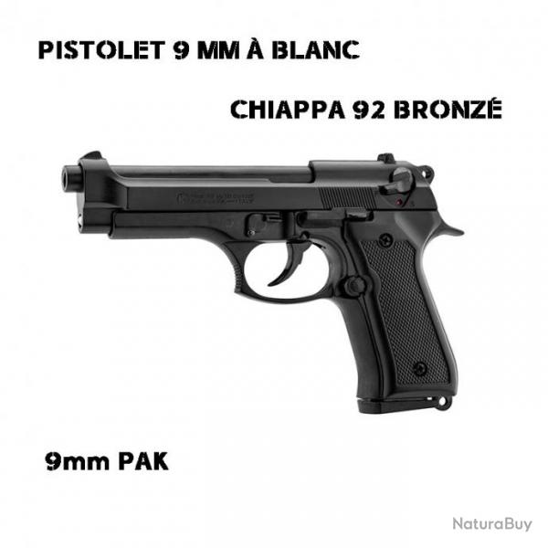 CHIAPPA PISTOLET 92 AUTO 9mm  blanc BRONZE