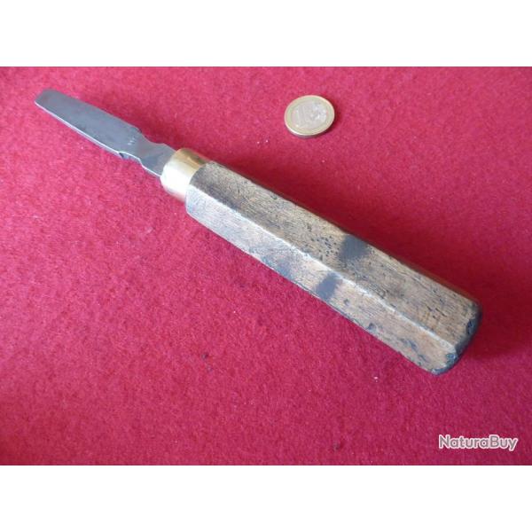 Gros tournevis manche bois virole laiton ,panne de 10 mm