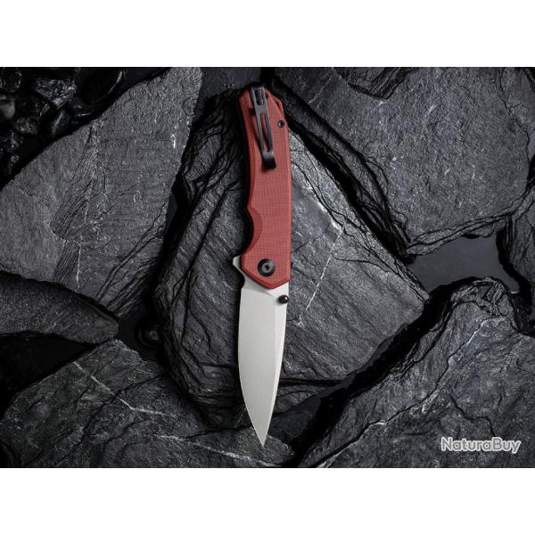 Couteau CIVIVI Brazen Burgundy Lame Acier 14C28N Manche G10 Linerlock Clip IKBS CIVC2102B