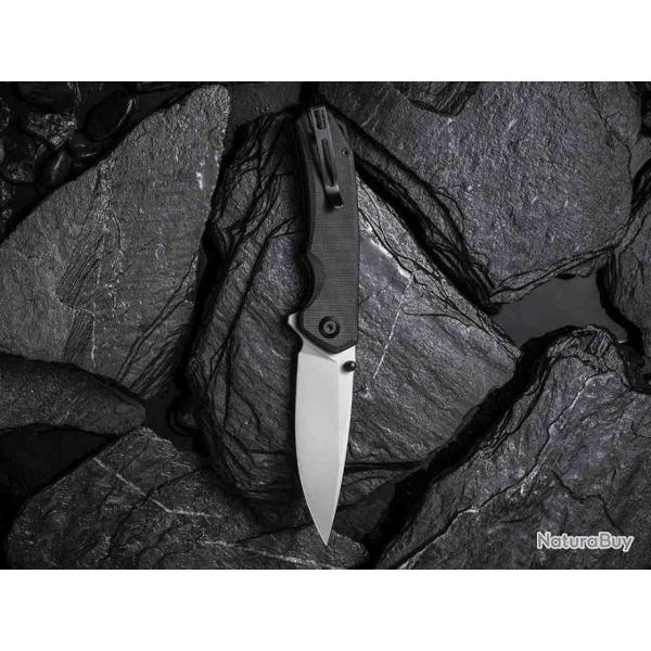 Couteau CIVIVI Brazen Black Lame Acier 14C28N Manche G10 Linerlock Clip IKBS CIVC2102C