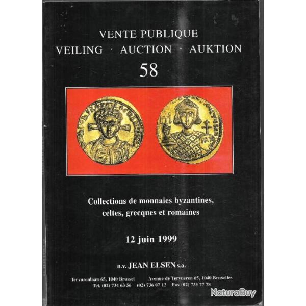 monnaies byzantines, celtes,grecques romaines catalogue de vente n 58 1999 jean elsen numismatique