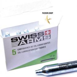 Boîte de 5 cartouches de CO2 12g d'entretien Swiss Arms