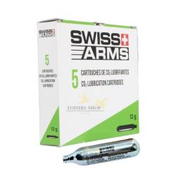 Boîte 5 cartouches CO2 d'entretien lubrifiantes 12g Swiss Arms (marque suisse)