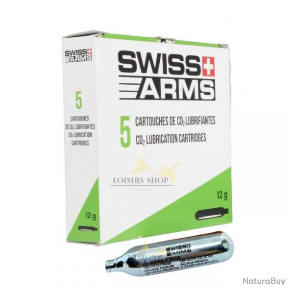 Bote 5 cartouches CO2 d'entretien lubrifiantes 12g Swiss Arms (marque suisse)