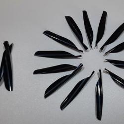 Lot de 50 plumes Spin Wing Original Vane 2.3-16'' (5.55cm) Gaucher Noir
