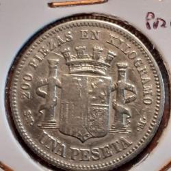 Espagne . Gouvernement provisoire .1 peseta argent 1869 en tb