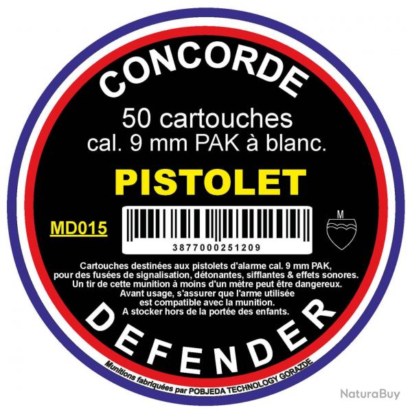 Bote de 50 cartouches cal. 9 mm PAK  blanc