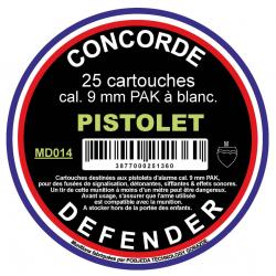 Boîte de 25 cartouches cal. 9 mm PAK à blanc