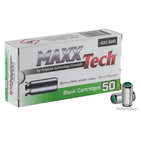 Bote de 50 cartouches cal. 9 mm PAK  blanc