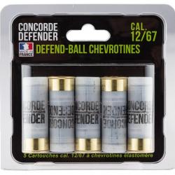 5 cartouches Defend-Ball cal. 12/67 chevrotines Elastomere