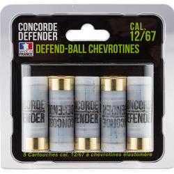 5 cartouches Defend-Ball cal. 12/67 chevrotines Elastomere