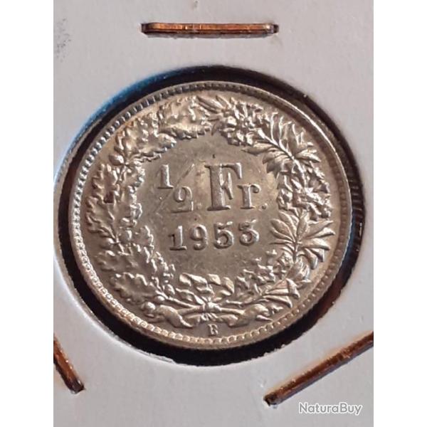 Suisse .1/2 franc argent 1953 B en sup