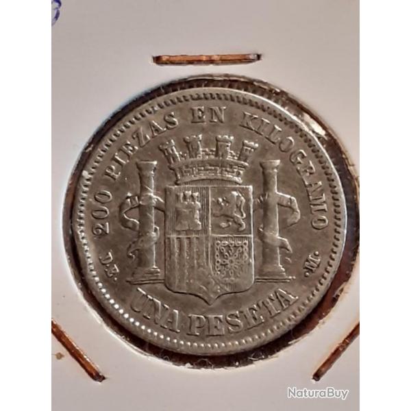 Espagne  .1 peseta argent 1870 (73)  en tb