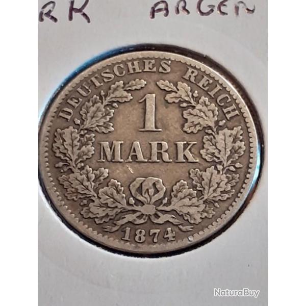 Empire germanique. 1 mark argent 1874 B en tb