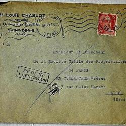 15 francs sur pli de 1949 - Marianne de Gandon - Oblitéré