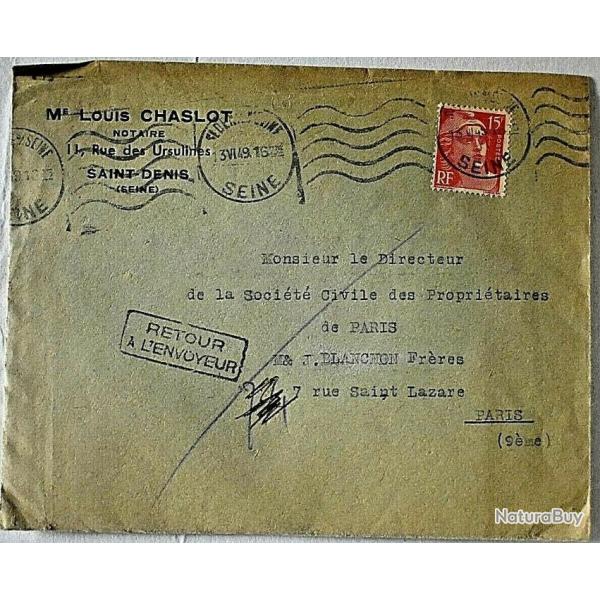 15 francs sur pli de 1949 - Marianne de Gandon - Oblitr