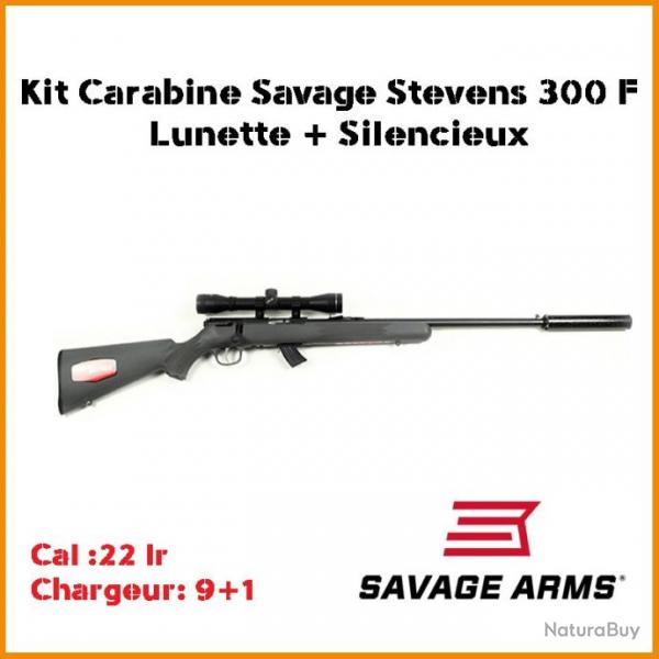 PACK SAVAGE STEVENS 300 FTBS CAL22LR + LUNETTE 4X32 + SILENCIEUX