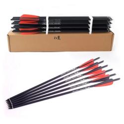 Lot 12 Flèches Carbone TOPARCHERY 22 Pouces - Chasse Tir à L'arc, Encoche Demi-lune, Orange
