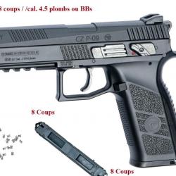 Pistolet GBB CZ P-09  Duty Co2 Cal. 4.5 mm Plombs diabolo ou BBS