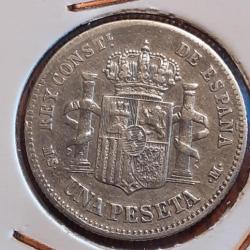 Espagne .1 peseta argent 1885 (85) en tb ttb