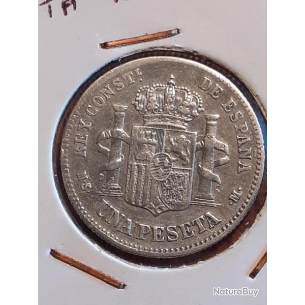 Espagne .1 peseta argent 1885 (85) en tb ttb