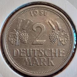 Allemagne.  2 mark 1951 J, en sup
