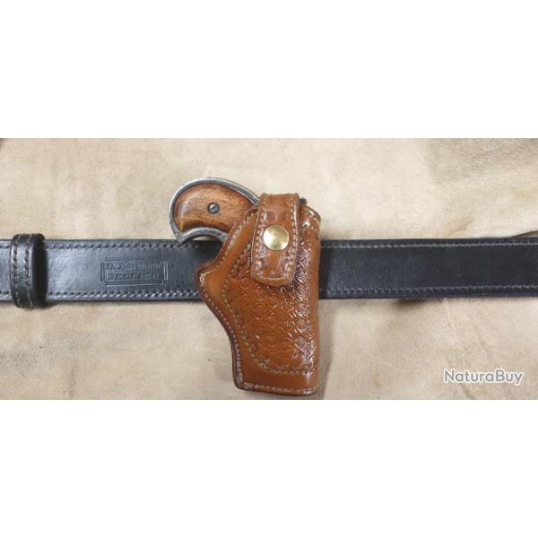 Holster en cuir doubl pour pistolet Derringer format Denix couleur marron