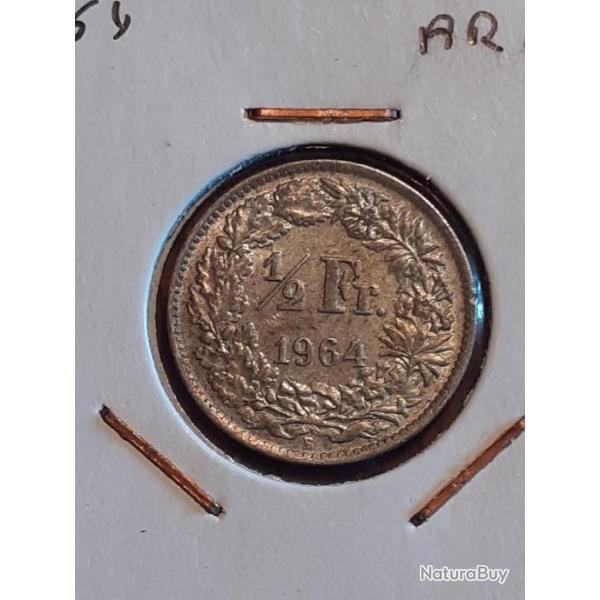 Suisse .1/2 franc argent 1964 B en ttb+