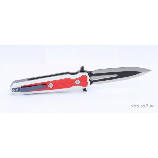 Couteau Stedemon Dongshan Red Manche Alu/G10 Lame Acier D2 Linerlock Clip STEDSRED