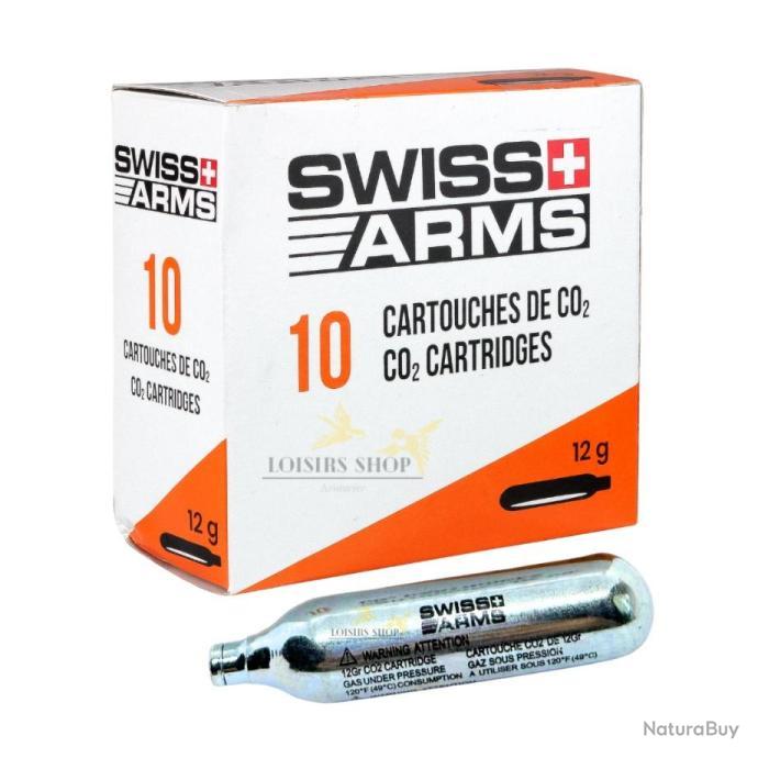 Boîte 10 cartouches de CO2 12g Swiss Arms (marque suisse) - Cartouches et  sparclettes CO2 (7986419)