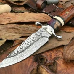Couteau de chasse damas forgé à la main - Collection (Lien vidéo)