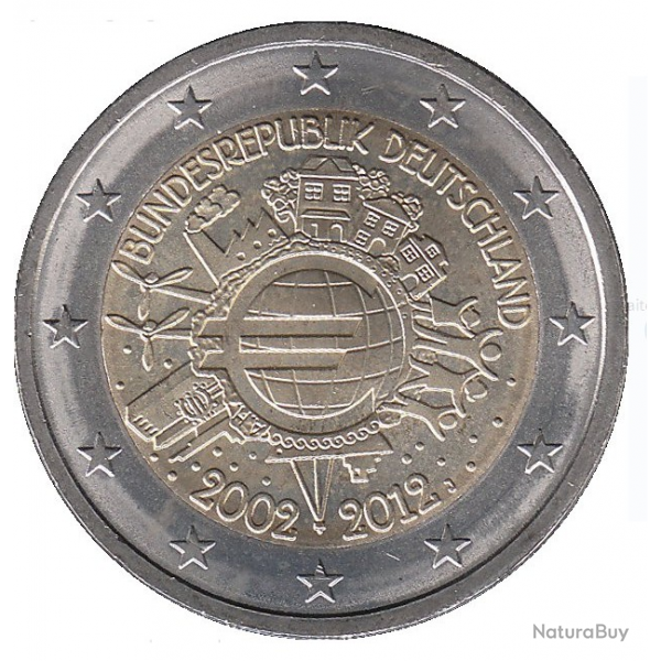 Monnaie COLLECTION 2 euros ALLEMAGNE 2002 /  2012 Introduction de l'euro 10 ans