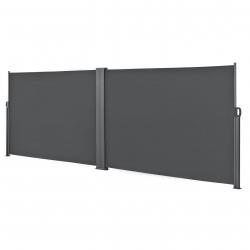Double brise-soleil pare-soleil garde-vue métal et polyester 2 x 300 cm gris 03_0001631
