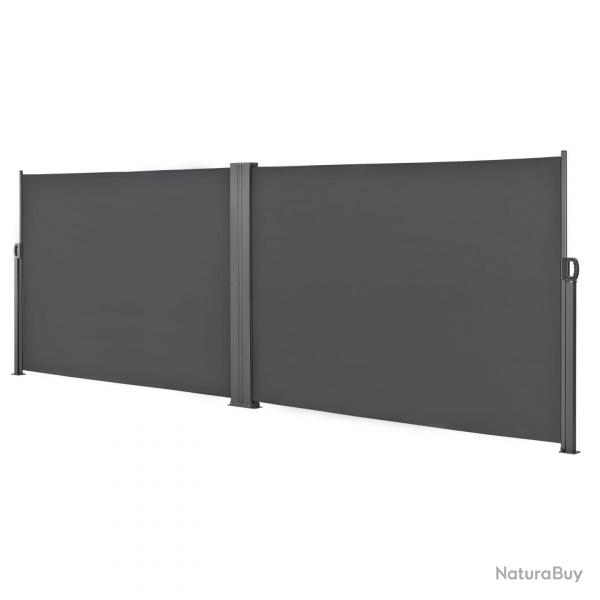 Double brise-soleil pare-soleil garde-vue mtal et polyester 2 x 300 cm gris 03_0001631
