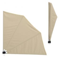 Auvent latéral parasol mural protection du soleil polyester beige 160cm x 160cm 03_0003080