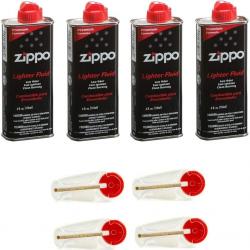 Lot de 4 bidons d'essence Zippo + 4 pierres à briquet