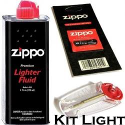 Kit entretien light pour Briquet Zippo avec Recharge Essence, Mèche et pierres a briquet