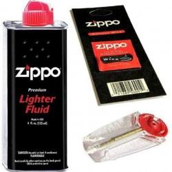 Kit entretien light pour Briquet Zippo avec Recharge Essence, Mèche et pierres a briquet