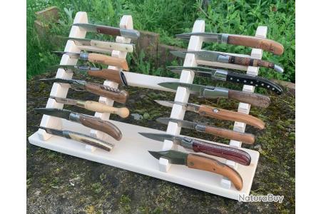 Présentoir 24 couteaux oblique à poser en bois BRUT de palette