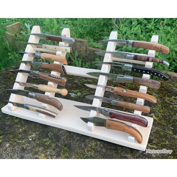 Prsentoir 16 gros couteaux oblique  poser en bois - cration unique