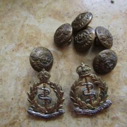 coins col royal army medical corps 6 boutons Britannique Anglais  ww1 ww2 première seconde guerre
