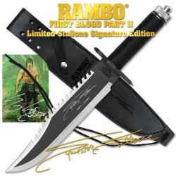 Couteau Rambo II First Blood Part II Signature Edition Acier Inox Kit Survie Etui Cuir RB9295