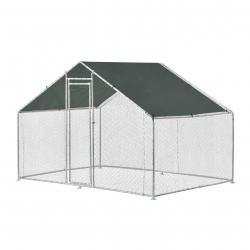 Enclos extérieur volière cage pour animaux avec serrure armature acier galvanisé 3 x 2 x 2 m argent