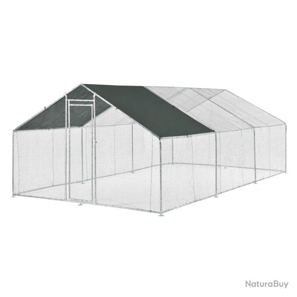 Enclos extrieur volire cage pour animaux avec serrure armature acier galvanis 3 x 6 x 2 m argent