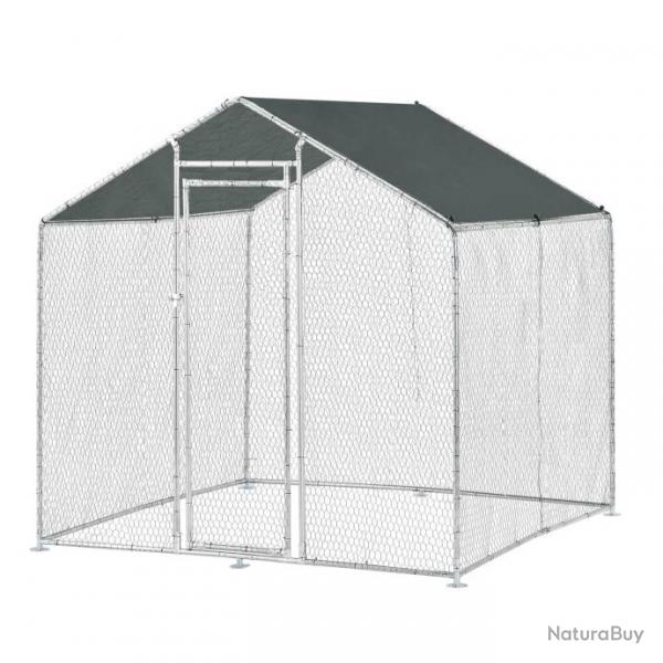 Enclos extrieur volire cage pour animaux avec serrure armature acier galvanis 2 x 2 x 2 m argent