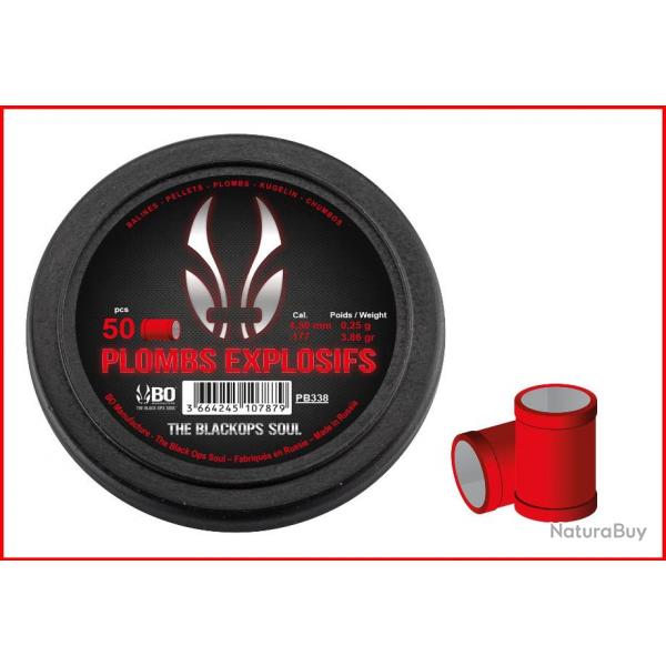 50 PLOMBS EXPLOSIF THE BLACK OPS SOUL A TETE PLATE CAL. 4,5 MM ROUGE