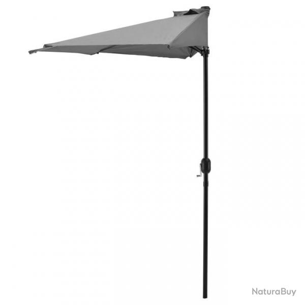Demi parasol de terrasse balcon polyester 300 cm gris 03_0001611